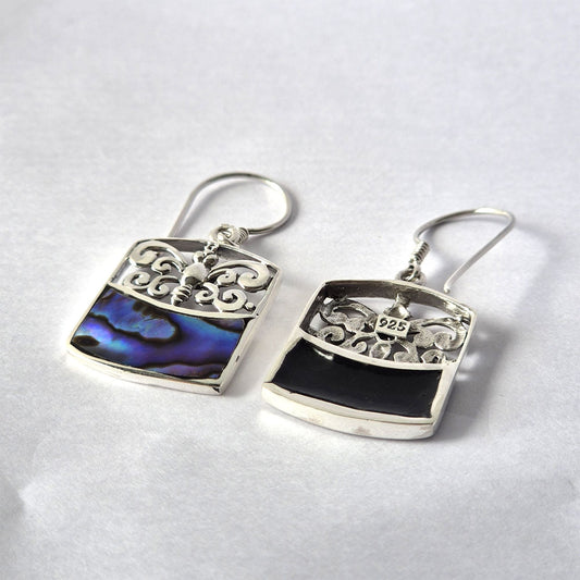 Shell & Silver Earrings - Dragonfly - Abalone - Luna Panther alternate view