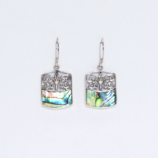 Shell & Silver Earrings - Dragonfly - Abalone - Luna Panther