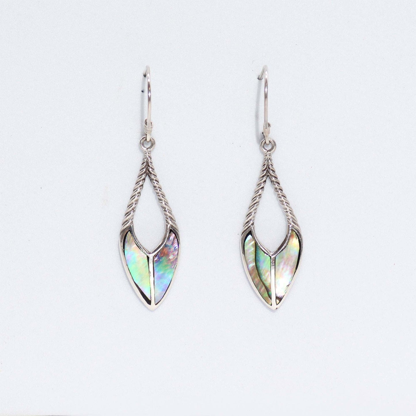 Shell & Silver Earrings - Spear Drops - Abalone - Luna Panther