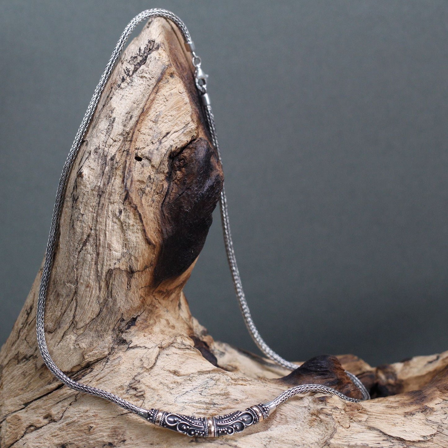 Polished Silver & Gold Necklace - Tribal featuring natural patterning and unique variations - Luna Panther