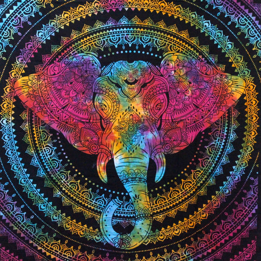 Single Cotton Bedspread + Wall Hanging - Elephant Head - Luna Panther alternate view