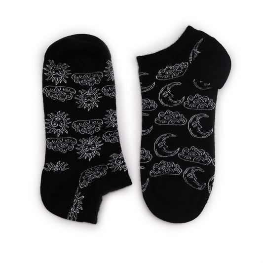Polished S/M Hop Hare Bamboo Socks Low (3.5-6.5) - Day and Night featuring natural patterning and unique variations - Luna Panther