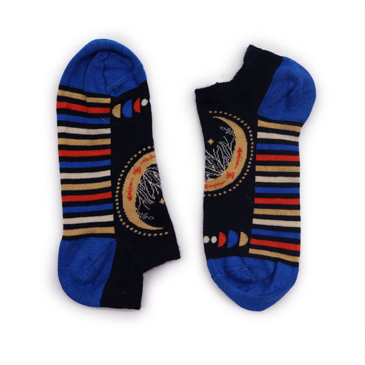 Polished S/M Hop Hare Bamboo Socks Low (3.5-6.5) - Lunar Phases featuring natural patterning and unique variations - Luna Panther