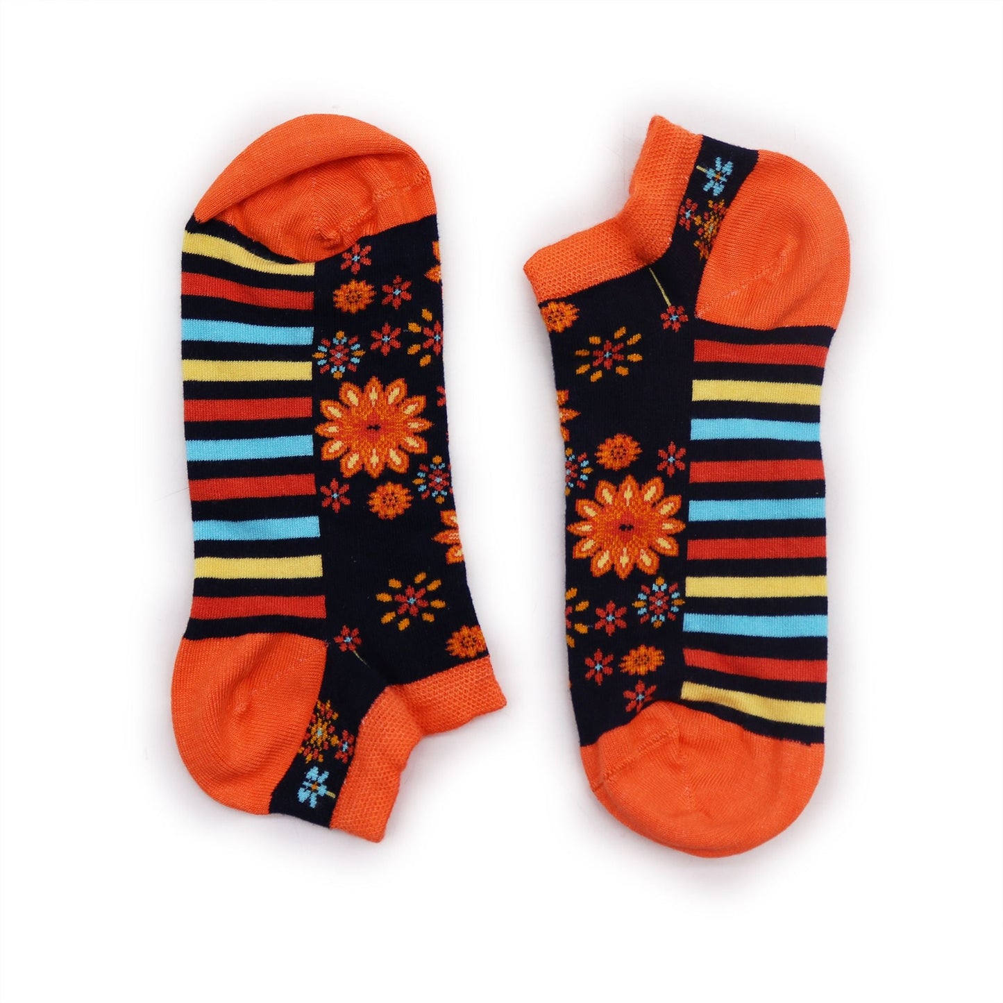 Polished S/M Hop Hare Bamboo Socks Low (3.5-6.5) - Mandala Flowers featuring natural patterning and unique variations - Luna Panther