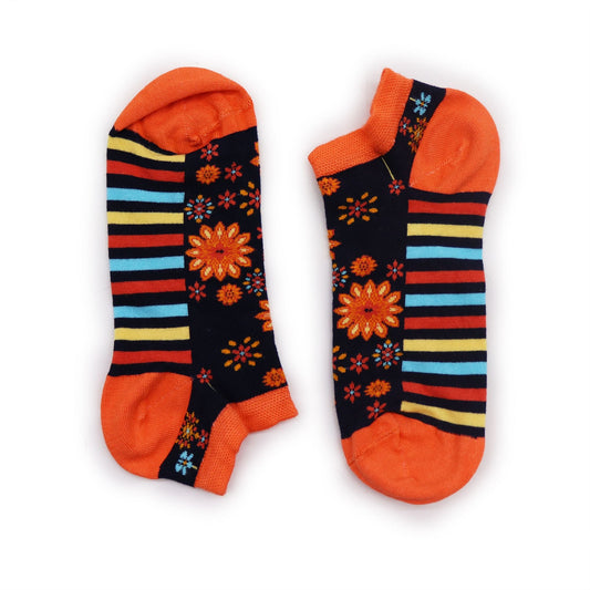 Polished S/M Hop Hare Bamboo Socks Low (3.5-6.5) - Mandala Flowers featuring natural patterning and unique variations - Luna Panther