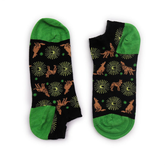 Polished S/M Hop Hare Bamboo Socks Low (3.5-6.5) - Moonlight Wolfs featuring natural patterning and unique variations - Luna Panther