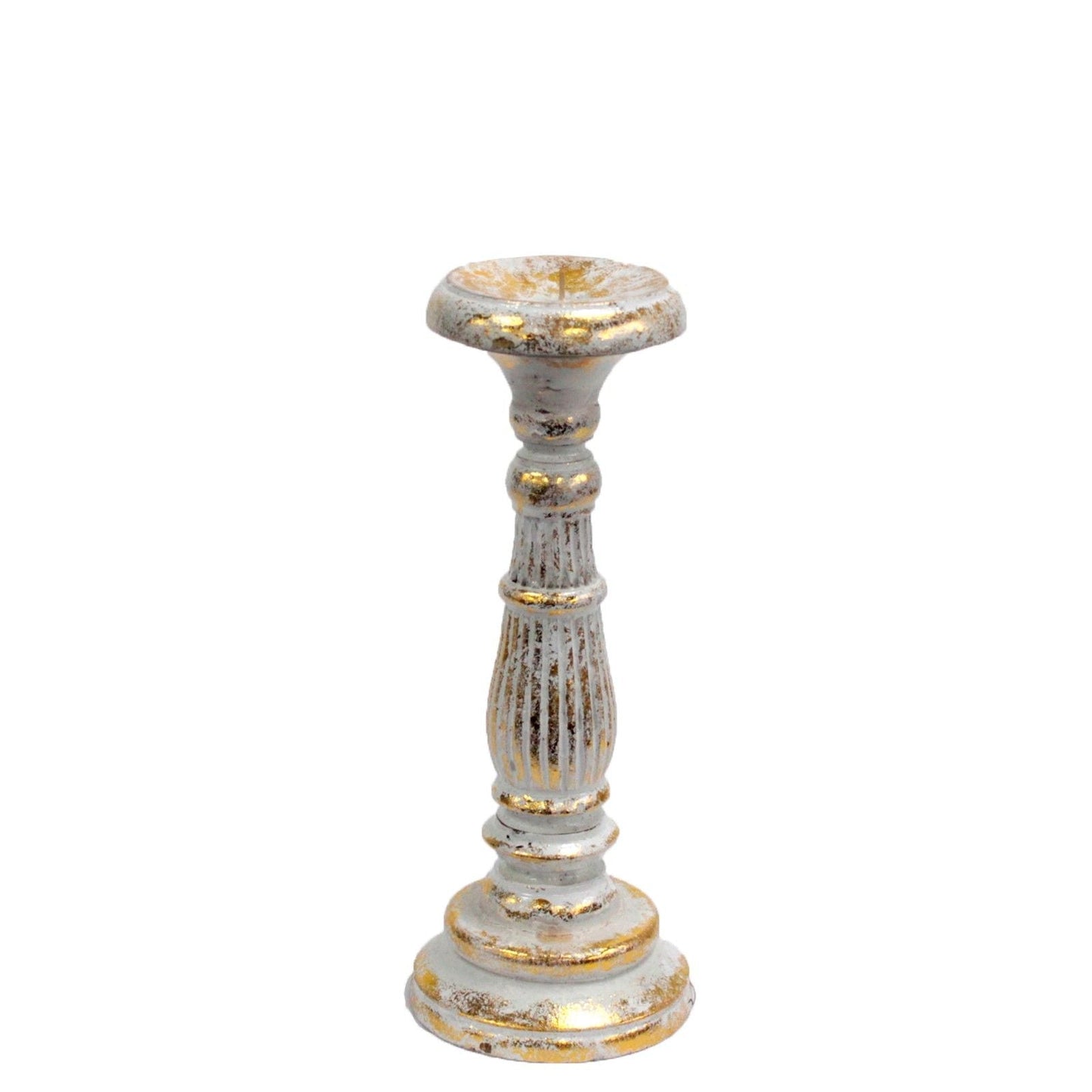 Polished Small Candle Stand - White Gold featuring natural patterning and unique variations - Luna Panther