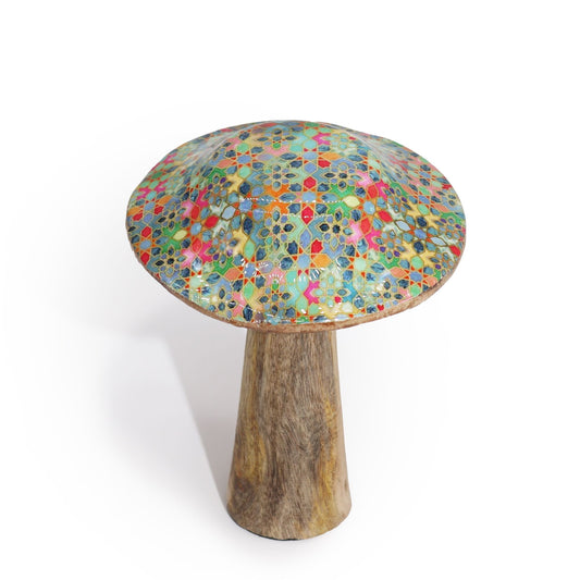 Small Enamelled Mushroom - 10cm - Mediterranean Tile Pattern - Luna Panther alternate view