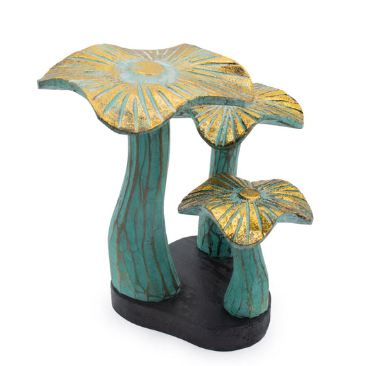Small Golden Mushroom Art - 20cm - Greenwash - Luna Panther