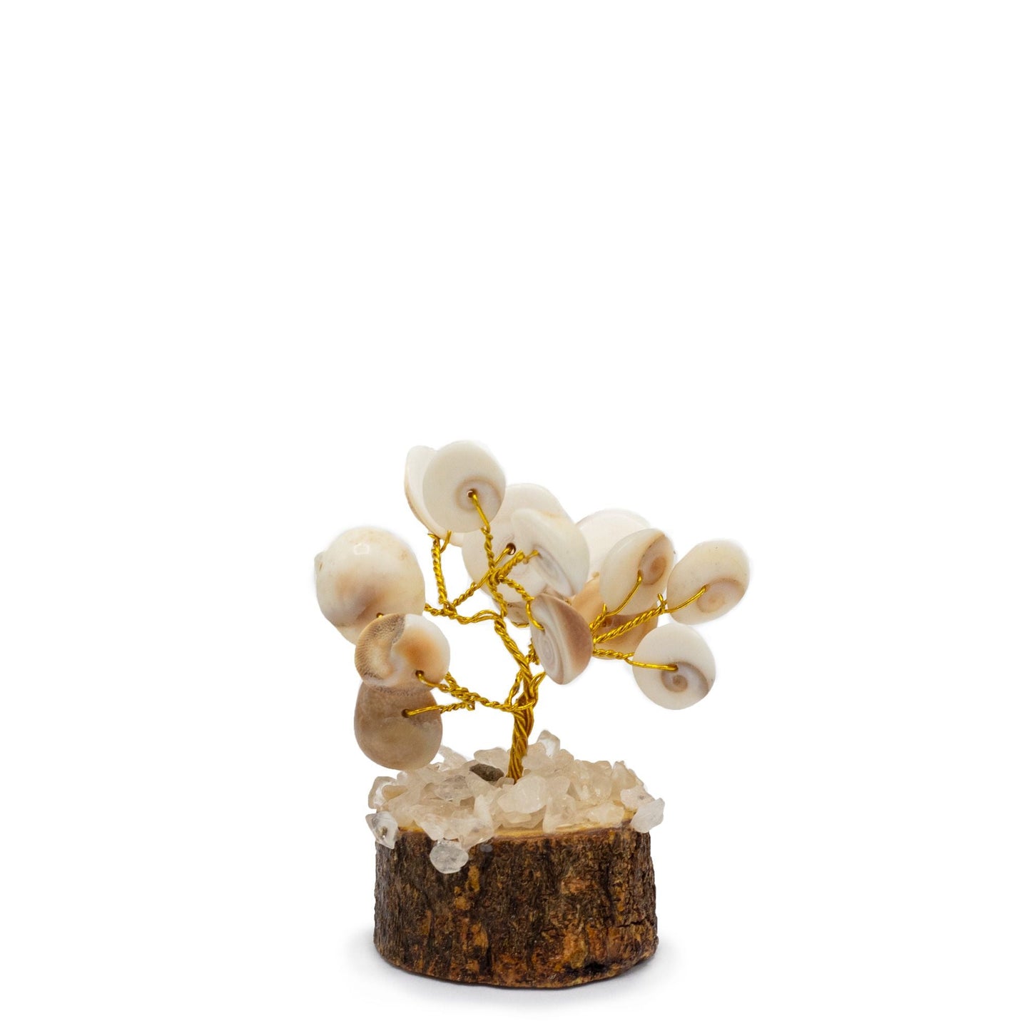 Polished Small Gomati Chakra Circle Stone Tree with Rudraksha - (15 stones) featuring natural patterning and unique variations - Luna Panther