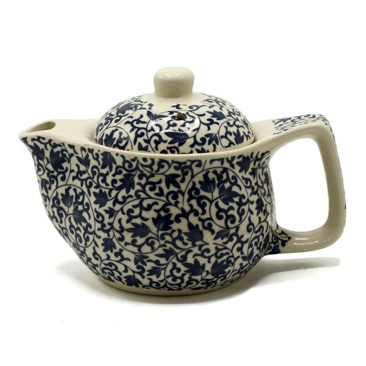 Polished Small Herbal Teapot - Blue Pattern featuring natural patterning and unique variations - Luna Panther
