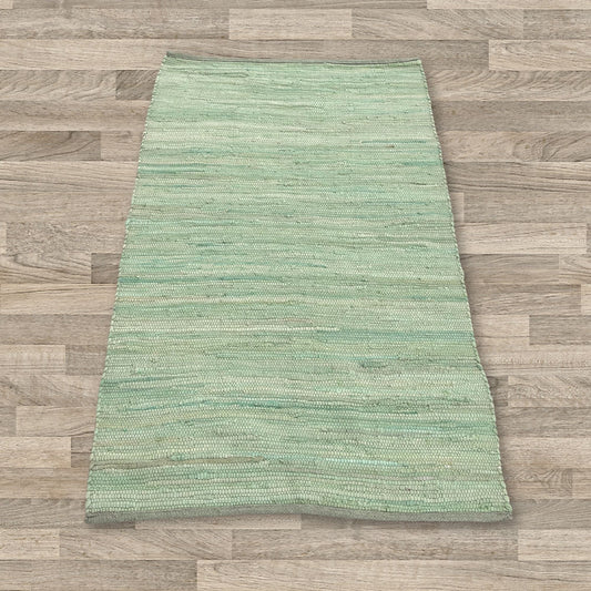 Small Indian Handloom Cotton Rug - Aqua - Luna Panther alternate view