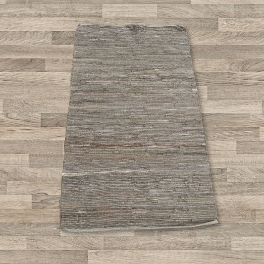 Small Indian Handloom Cotton Rug - Charcoal - Luna Panther alternate view