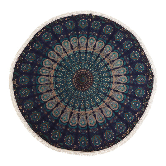 Small Mandala Roundie Cotton Art (130cm) - Peacock Blues - Luna Panther