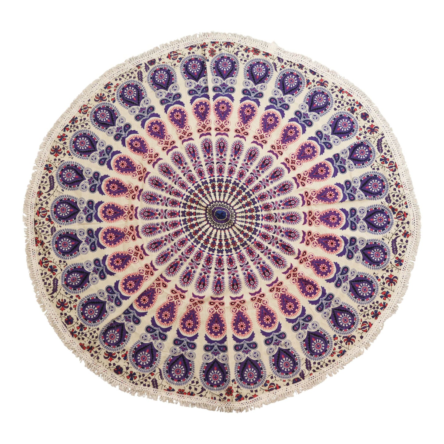 Small Mandala Roundie Cotton Art (130cm) - Peacock Purples - Luna Panther