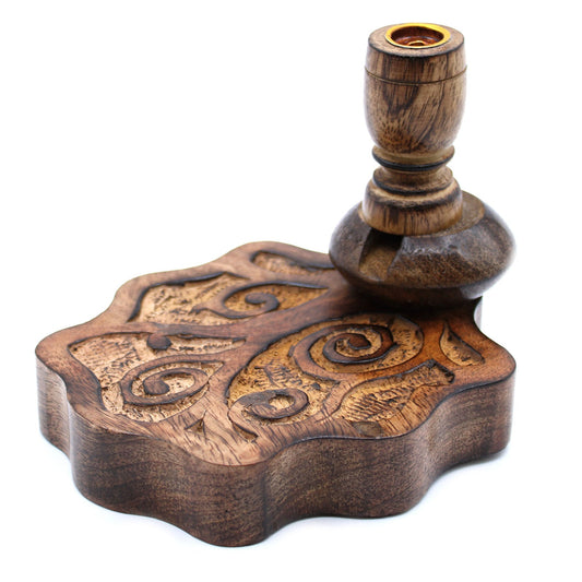 Polished Small Mango Wood Backflow Burner - Tree of Life featuring natural patterning and unique variations - Luna Panther
