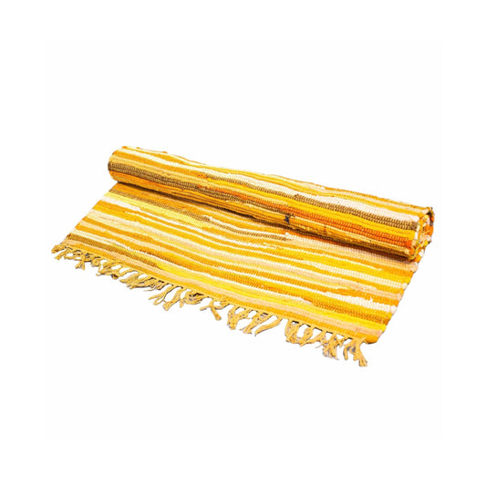 Polished Small Rag Rug - 50x90cm - premium quality - Sunrise Oranges featuring natural patterning and unique variations - Luna Panther