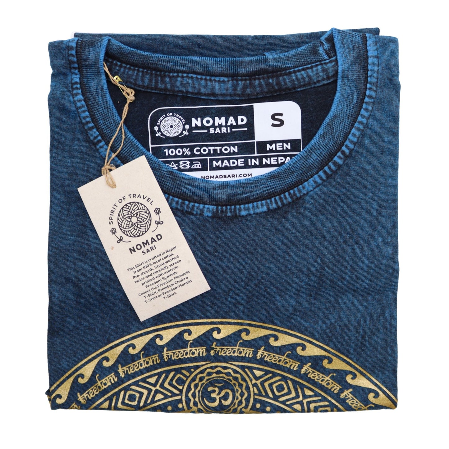 Polished Small Stone Washed T-Shirt - Chakra - Blue featuring natural patterning and unique variations - Luna Panther