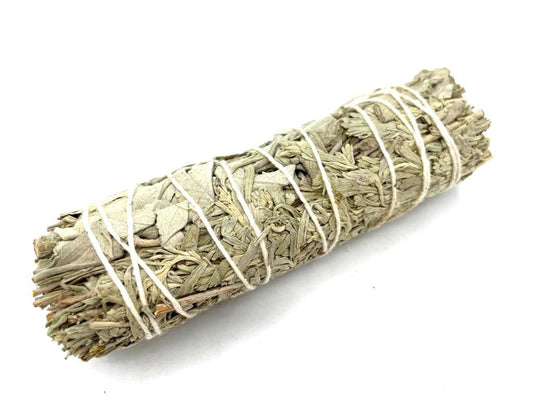 Polished Smudge Stick - White Sage & Blue Sage 10cm featuring natural patterning and unique variations - Luna Panther