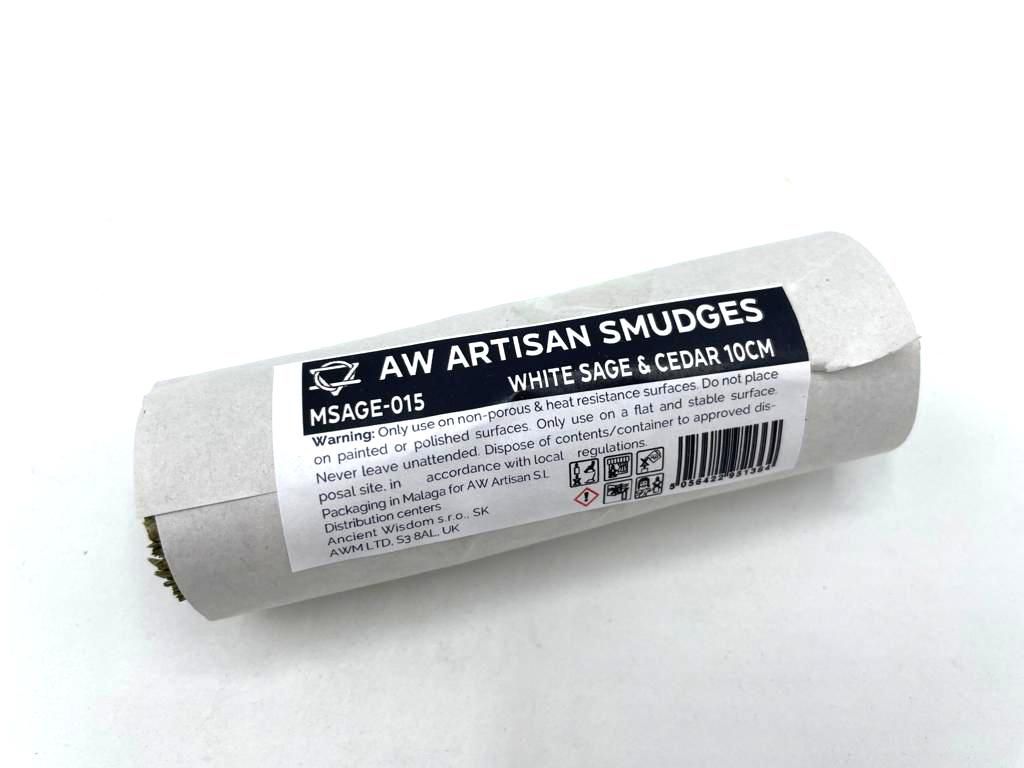 Polished Smudge Stick - White Sage & Cedar 10cm featuring natural patterning and unique variations - Luna Panther