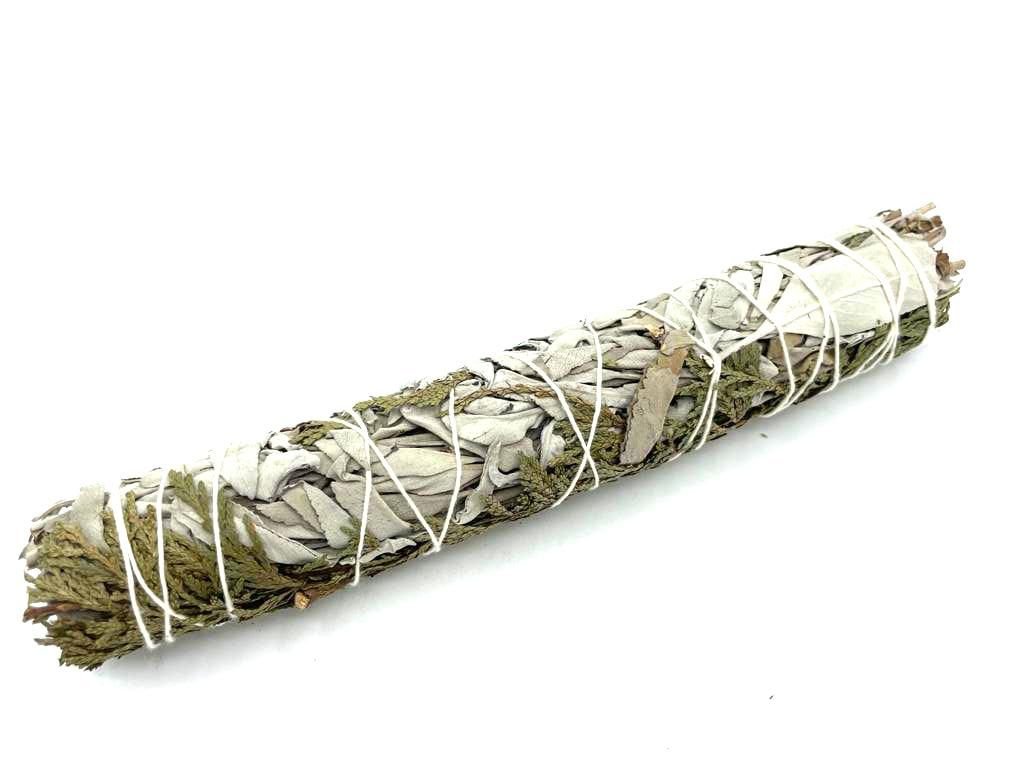 Polished Smudge Stick - White Sage & Cedar 22 cm featuring natural patterning and unique variations - Luna Panther