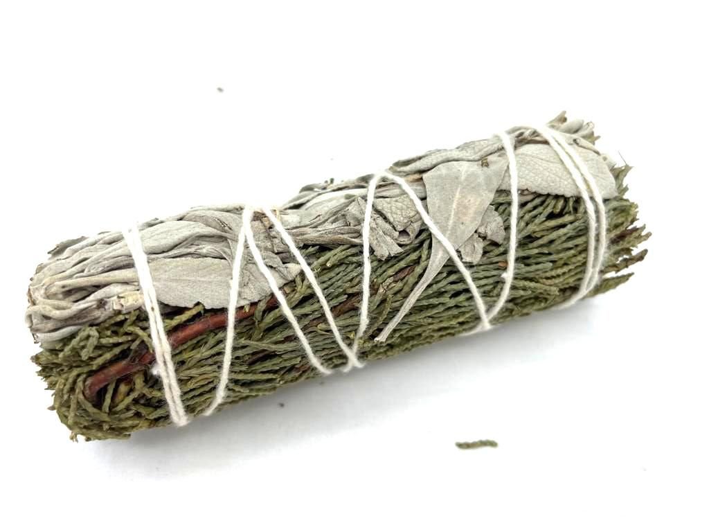 Polished Smudge Stick - White Sage & Juniper 10cm featuring natural patterning and unique variations - Luna Panther