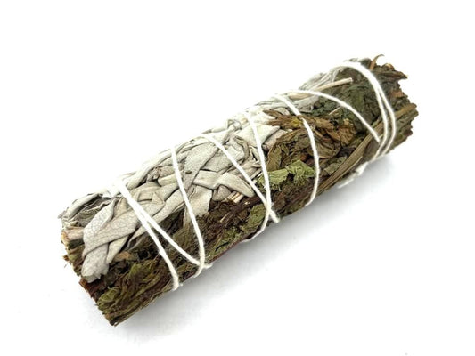 Polished Smudge Stick - White Sage & Peppermint 10cm featuring natural patterning and unique variations - Luna Panther