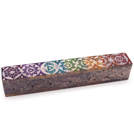 Soapstone Incense Box with Smoke Holes - Chakra - Luna Panther