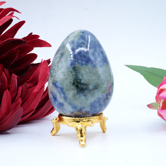 Polished Sodalite Egg 162G 60X46Mm featuring navy-blue tone with white veining - Luna Panther alternate view