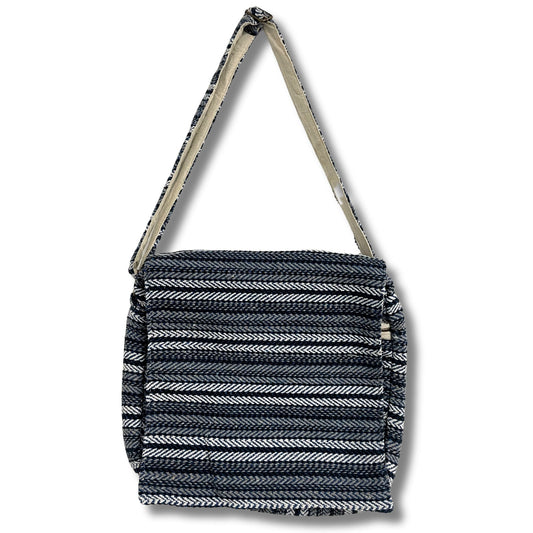 Polished Soft Banjar Laptop Bag - Blue Strips featuring natural patterning and unique variations - Luna Panther