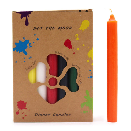 Solid Colour Dinner Candle Set - Pack of 21 - Mix of 7 Colours - Luna Panther