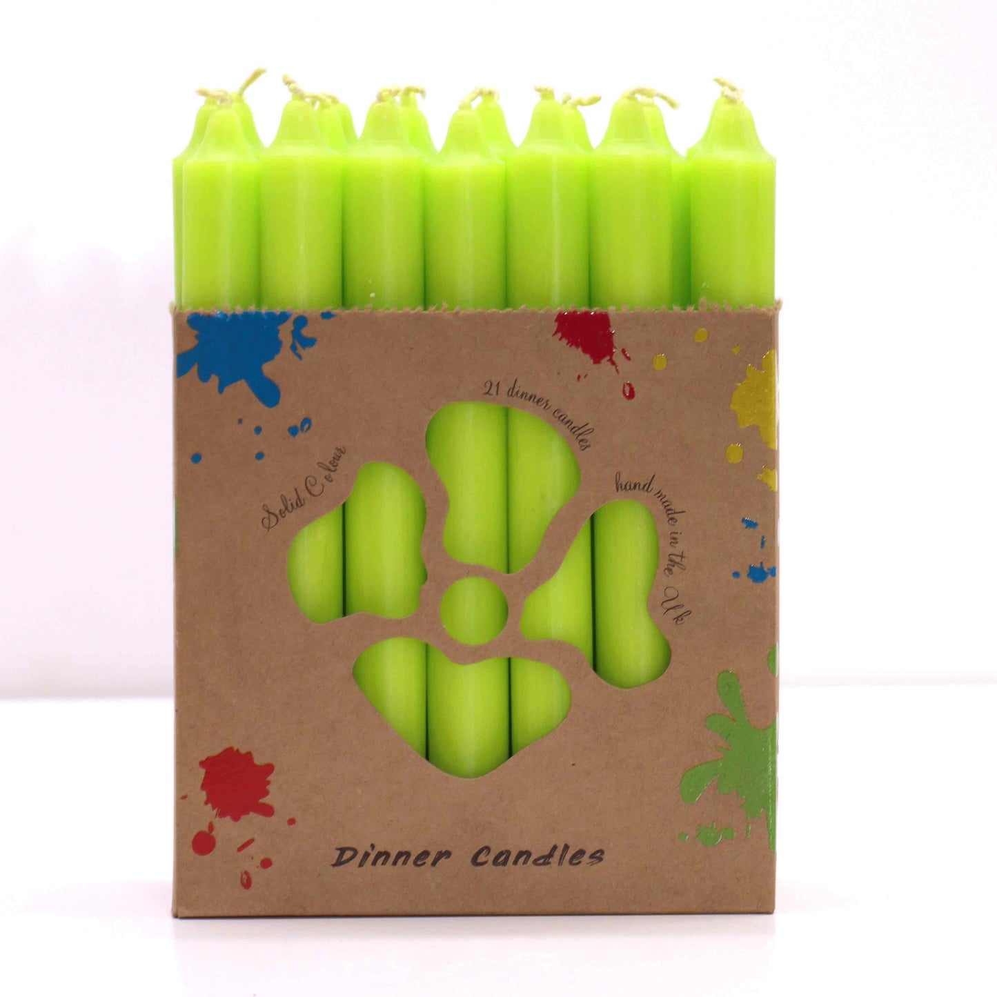 Solid Colour Dinner Candle Set - Pack of 21 - Rustic Lime Green - Luna Panther