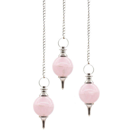 Polished Sphere Pendulums - Rose Quartz featuring soft pink tone and gentle translucence - Luna Panther