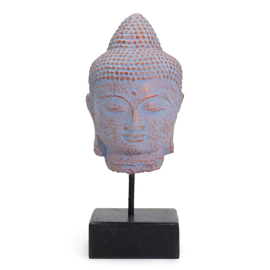 Stillness Buddha Head on Stand - Blue Copper - Luna Panther