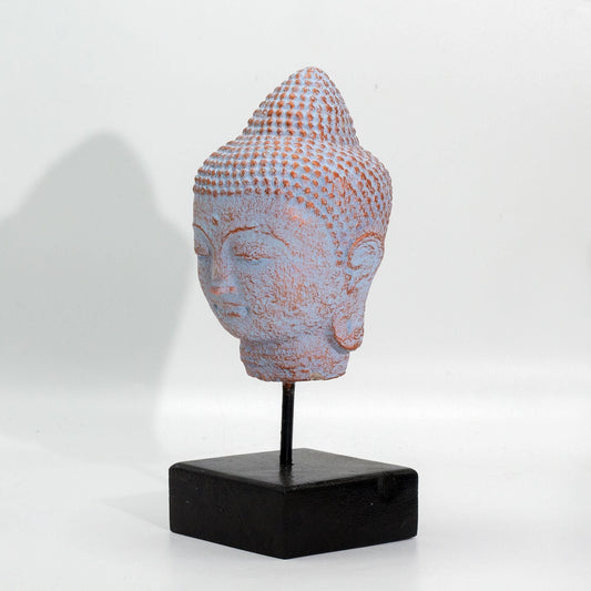 Stillness Buddha Head on Stand - Blue Copper - Luna Panther alternate view