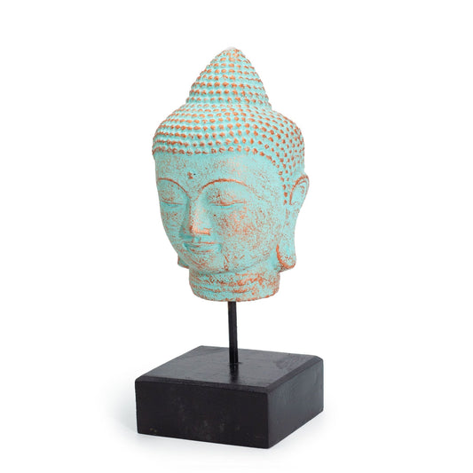 Stillness Buddha Head on Stand - Green Copper - Luna Panther