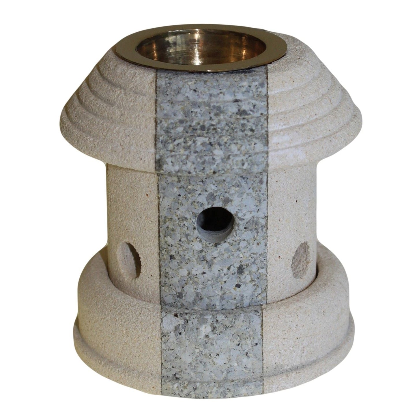 Polished Stone Oil Burner - Combo Lantern featuring natural patterning and unique variations - Luna Panther