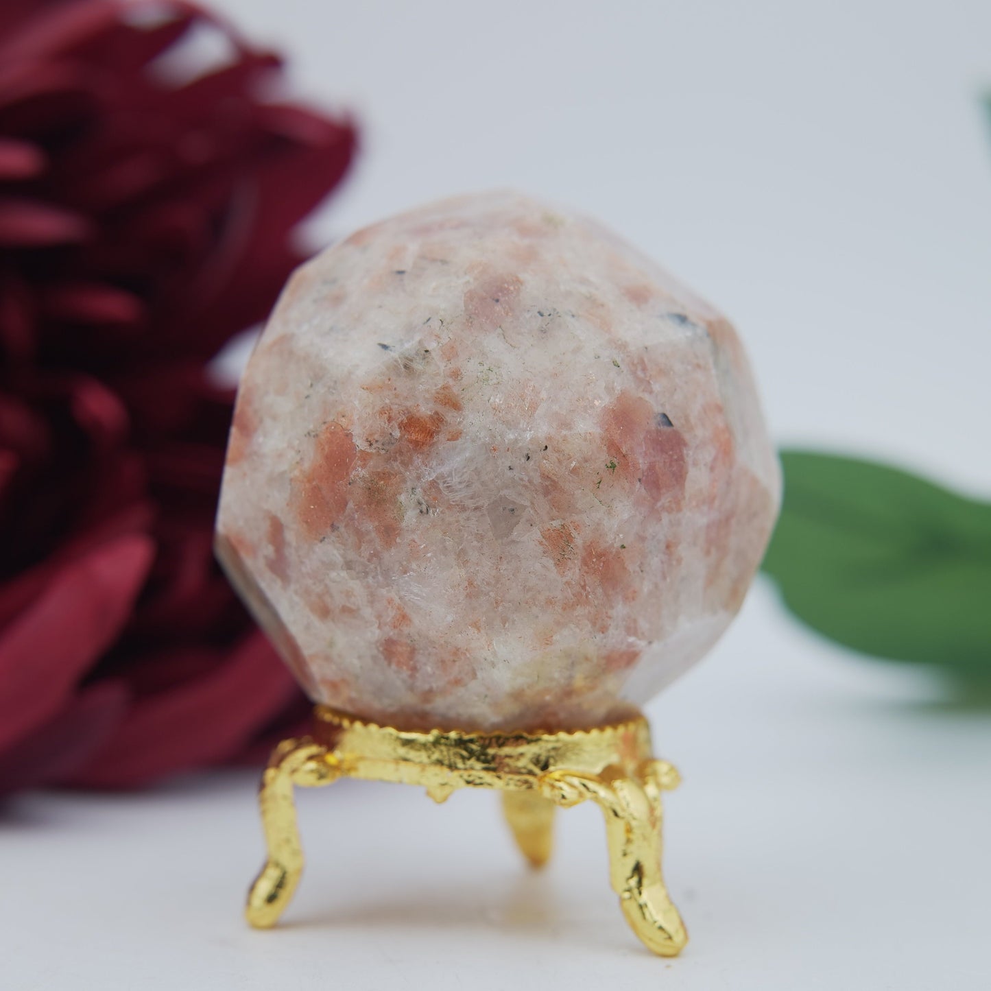Sunstone Faceted Sphere — 179 g (55 mm) - Luna Panther