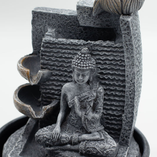 Tabletop Water Feature Buddha, Lotus Flower Cascading Potsx - Luna Panther alternate view