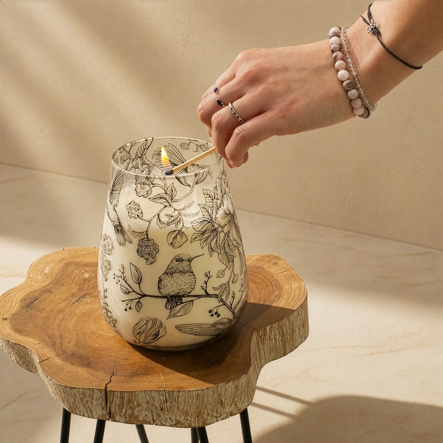 Tall Glass Jar Candles - Drawn by Flame - Luna Panther