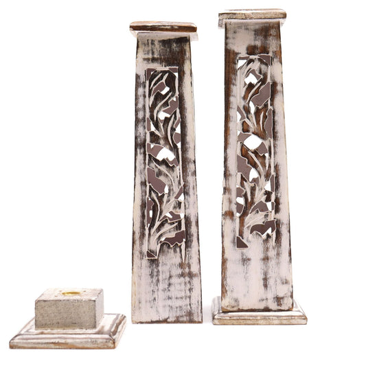 Tapered Incense Tower Washed Design 2 - Mango Wood - Luna Panther