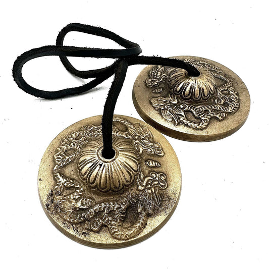 Polished Tibetan Tingsha- Dragon - approx 7.4cm featuring natural patterning and unique variations - Luna Panther