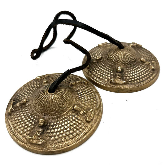 Polished Tibetan Tingsha - Five Buddha - approx 9.5cm featuring natural patterning and unique variations - Luna Panther