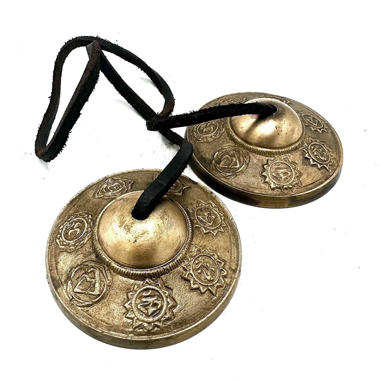 Polished Tibetan Tingsha - Seven Chakra - approx 7cm featuring natural patterning and unique variations - Luna Panther