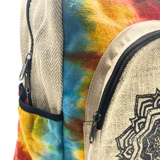 Tie - Dye Hemp Large Backpack - Mandala - Luna Panther alternate view