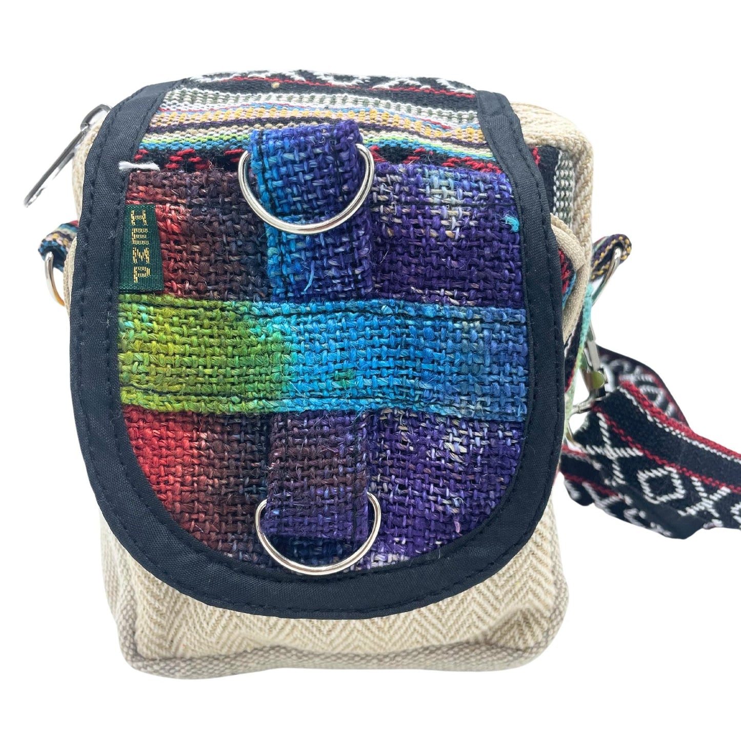 Polished Tiedye Hemp Messenger Bag featuring natural patterning and unique variations - Luna Panther