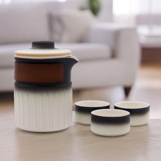Polished Travel Ceramic Teapot Set - Three Friends - Travel Pack featuring natural patterning and unique variations - Luna Panther