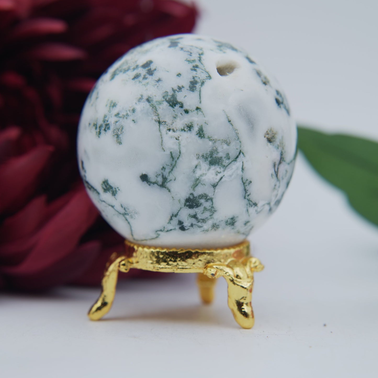 Tree Agate Sphere — 203 g (55 mm) - Luna Panther