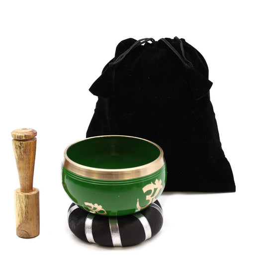 Polished Tree of Life Singing Bowl Set- Green 10.7cm featuring natural patterning and unique variations - Luna Panther