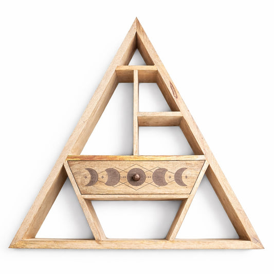 Triangle Shaped Wall Shelf with Drawer - Luna Panther